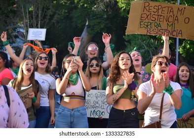 
Trelew, Chubut Argentina. March 8 2019. International Women's Day. Women´s Strike. Me Too. Women´s March. 