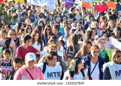 
Trelew, Chubut Argentina. March 8 2019. International Women's Day. Women´s Strike. Me Too. Women´s March. 