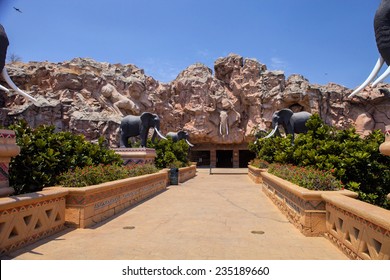 Trembling Bridge With Statues Of Elephants, Sun City, South Africa