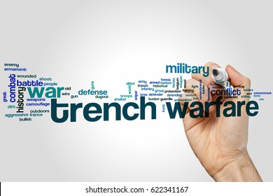 Trench Warfare Word Cloud On Grey Background