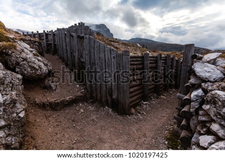 Trenches of World War in Dolomites, Cinque Torri