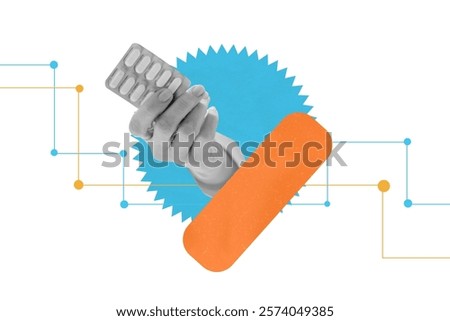 Anonymous hand with pills and empty blisters