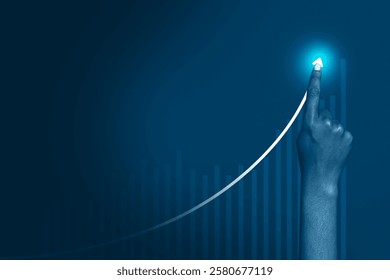 Trend composite sketch photo collage of business goal trader stats graphics strategy target purpose progress goal hand gesture finger up