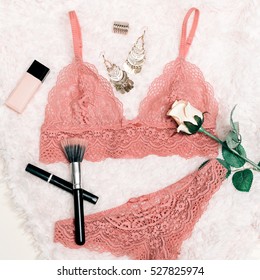 Trend Lingerie. Fashion concept. Lace underwear for women. Romantic Date Fashion Style