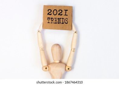 Trends of 2021 new year. Inscription. Eco wooden concept - Shutterstock ID 1867464310