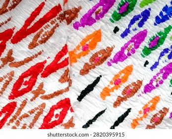 Trendy Ethnic Borders Frames. Chevron Ikat. Fashion Edge Effects. Pattern Watercolor. Colored Tie. Vivid Oil Paintings Abstract. 