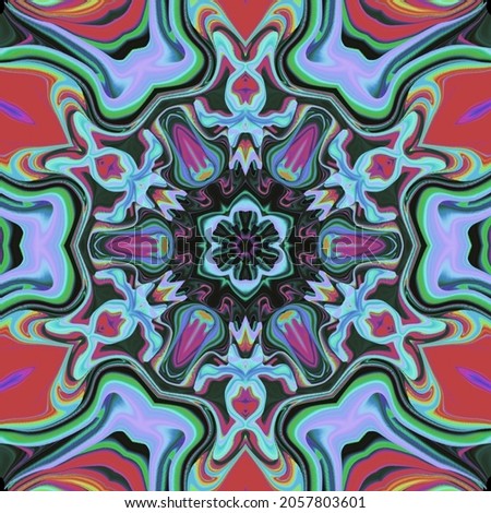 Trendy floral energy kaleidoscope meditation spiritual practice cyber art party graphic trippy mandala