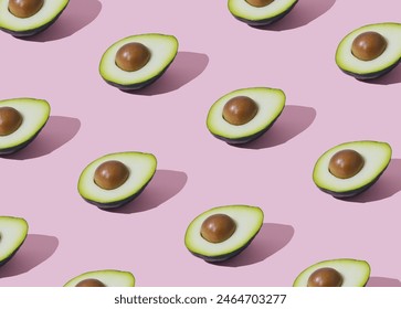 Trendy fruit pattern made of avocado on light pastel pink background. Minimal layout. Nature summer concept. - Powered by Shutterstock