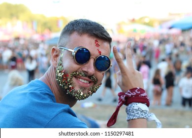 Trendy Man With Glitter Beard 