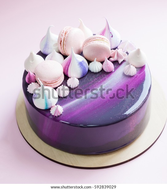 Trendy Mousse Cake Decorated Purple Mirror Stock Photo Edit Now