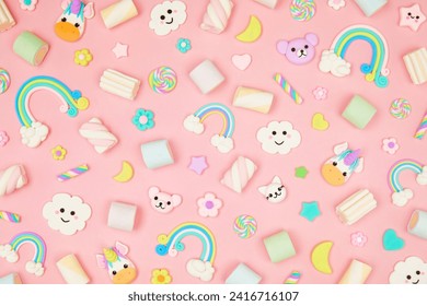 Fondo kawaii rosa pastel