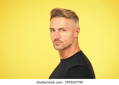 Trendy Short Haircut. Middle Aged Man With Stylish Hair. Hair Salon. Mature Model In Casual Style. Barbershop. Barber Shop. Mens Grooming Habit. Hair Care Routine. Haircare. Because Its Your Hair