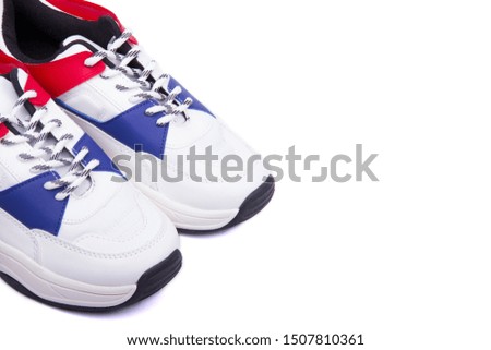 trendy sneakers isolated on a white background, place for text