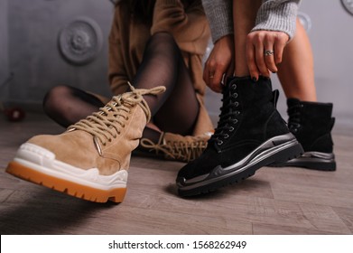 trendy youth stylish winter women's shoes.
