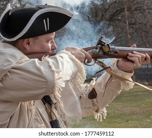 Trenton, New Jersey / USA - December 28 2019: Smoke From A Fired Weapon At The Battle Of Trenton.