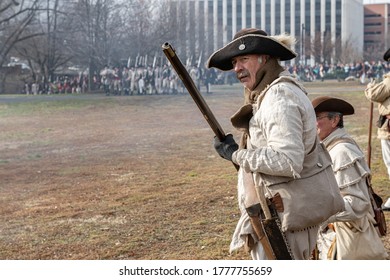 Trenton, New Jersey / USA - December 28 2019: Soldiers At The Ready At The Battle Of Trenton.