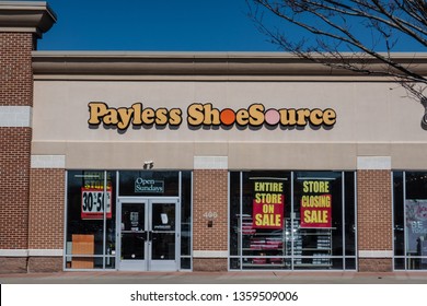 Trenton, NJ - April 1, 2019: This Payless ShoeSource store is located at Hamilton Marketplace. Payless has filed for Chapter 11 Protection and is slated to close all US stores by the end of May 2019.