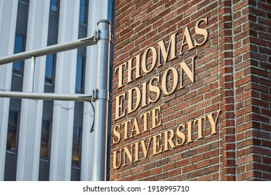 Trenton, NJ, USA - Jan. 18, 2021: Thomas Edison State University Building Sign