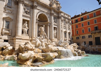 Trevi Fountain (Fontana di Trevi) in Rome, Italy. Famous landmark daytime, no people.  - Powered by Shutterstock