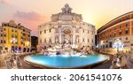 Trevi Fountain at sunrise beautiful full view, Rome, Italy, no people