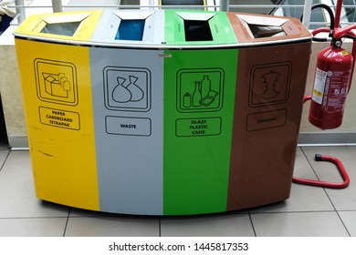Treviso Italy 05042019colorful Recycling Bins Paper Stock Photo
