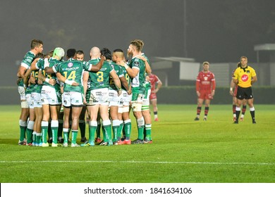 Treviso, Italy, October 23 2020 A Minute Of Silence Before The Kick Off During Benetton Treviso Vs Scarlets Rugby Rugby Guinness Pro 14 Match