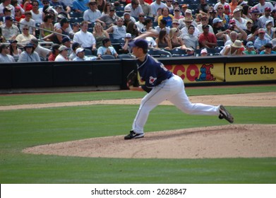 Trevor Hoffman Pitching At A San Diego Padres Baseball Game