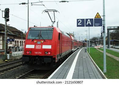 Treysa - Germany - February 1, 2022: Deutsche Bahn Regional Express To Kassel. 