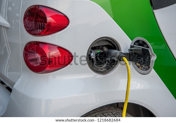 Trezzo italy 11 June 2015: electric car while
charging the energy
battery