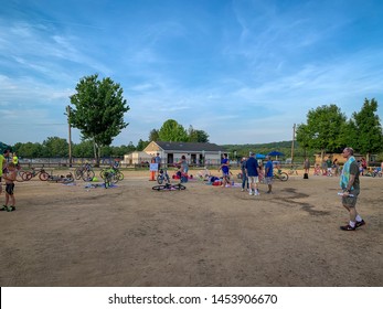 Tri Harder Kids Triathlon, Horseshoe Lake, Succasunna, NJ 07/16/2019  Staging Area For Participants