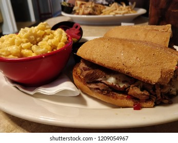 Tri Tip Sandwich With Mac N Cheese.