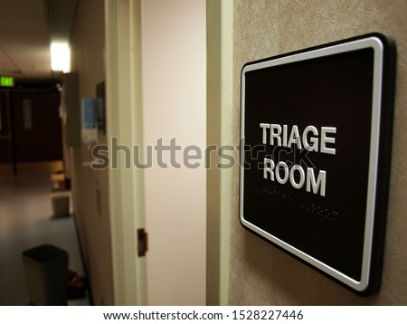triage Room sign in hospital Foto stock © 