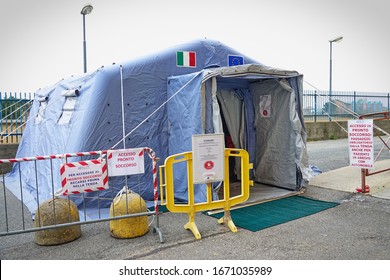 The Triage Tent Outside The Hospital For The Emergency Caused By The Spread Of The Coronavirus. Milan, Italy - March 2020