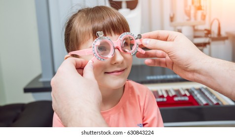 Trial Frame. Glasses Prescription For A Child. Child's Hypermetropy. Child's Shortsightedness. Child's Myopia.