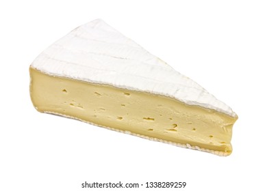 Triangle Of Delicious Brie Cheese Isolated On White