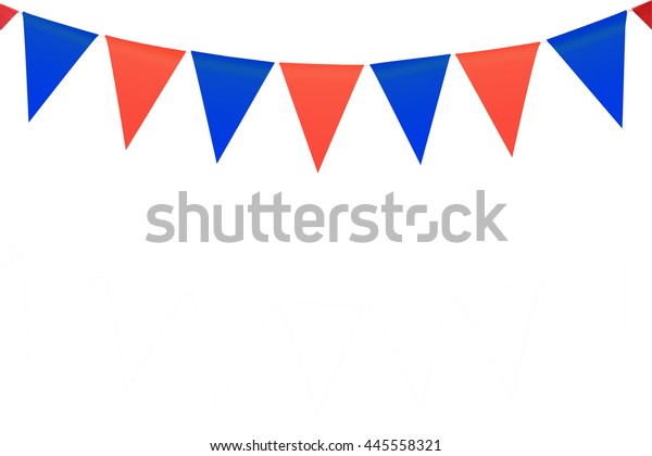 blue triangle flag with red and white stripes
