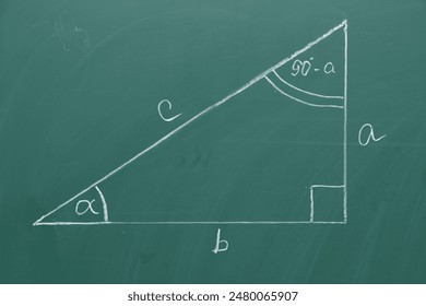 Triangle and geometry task on green board