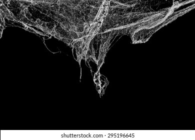 Triangle horror cobweb or spider web isolated on black background