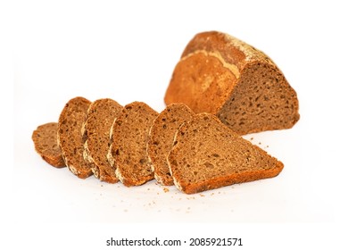 Triangular rye bread on white background. Slices of black triangular rye bread - Shutterstock ID 2085921571