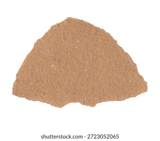 A triangular shape of brown kraft paper with rough, torn edges, resembling a mountain peak or a flag pennant.
