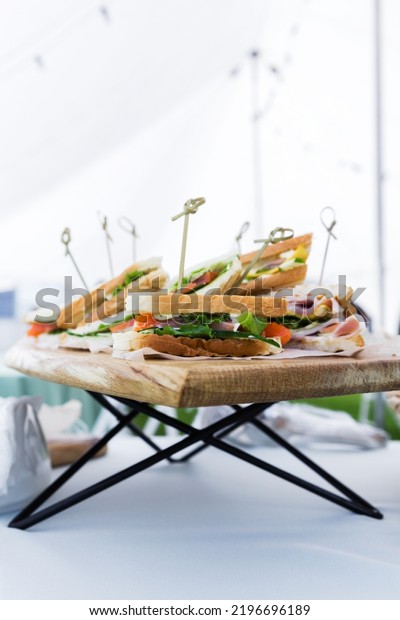 Triangular Shaped Sandwich Ham Vegetables Mayonnaise Stock Photo ...