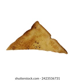 Triangular slices of garlic butter bread isolated on white background.