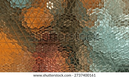 Triangular star-like embossed glass pattern with teal highlights and warm underglow, high-detail texture.