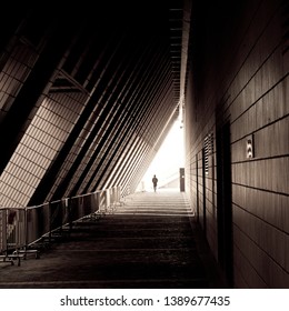 Triangular walkway with light and shade