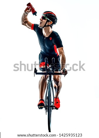 Similar – Man on bicycle preparing for triathlon race