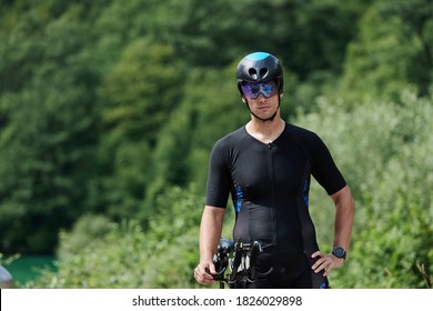 Triathlon Athlete Portrait While Resting