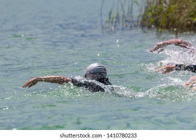 Triathlon Competition With Swimming In Open Water.