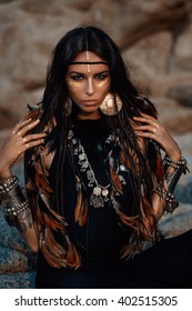 Tribal Woman Posing Outdoors