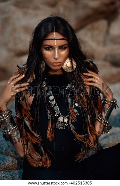 Tribal Woman Posing Outdoors Stock Photo (Edit Now) 402515305