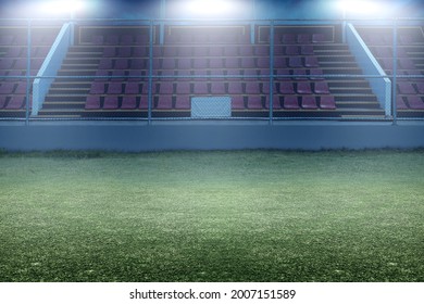 Tribune Seat On The Stadium Sport With The Night Scene Background